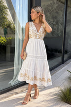 Vestido ROSEDAL Bordado Cuello V