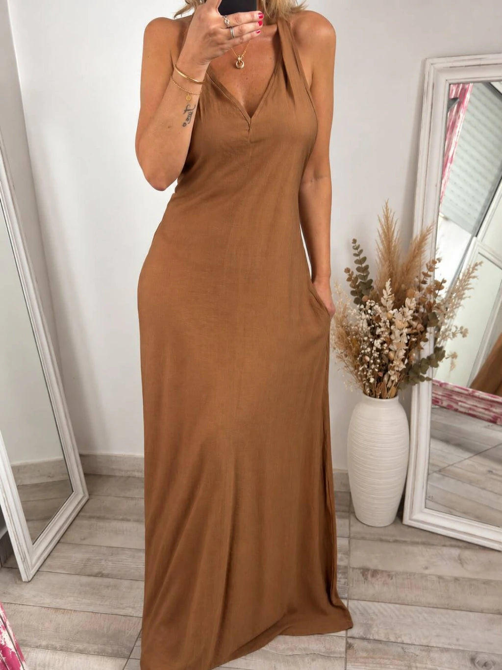 Vestido Zurich - Largo Lino Espalda Descubierta