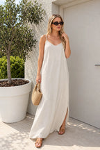 Vestido SARIS Lino Con Cordon y Tajo