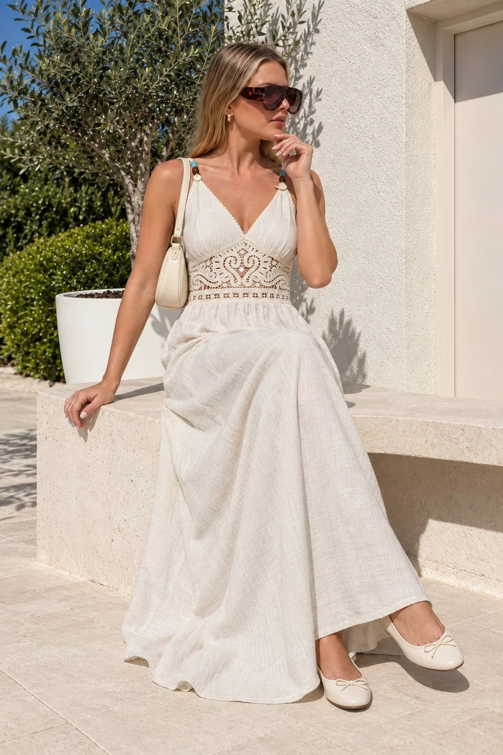 Vestido GALTIER Lino c/crochet