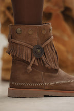 Botas de cuero con flecos y tachas "Estambul" - Nala Shoes