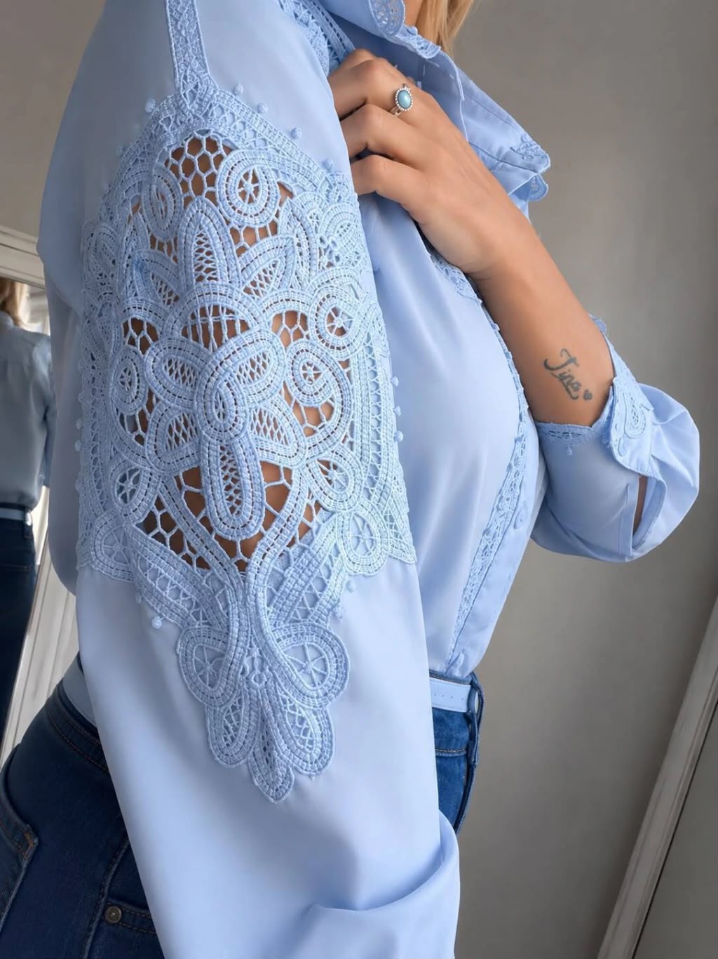Camisa Premium "Elizabeth" – Broderie con Encaje y Puntillas