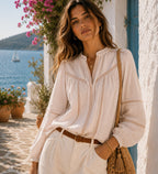 Camisa Rayada con Guipiur MUSTAN