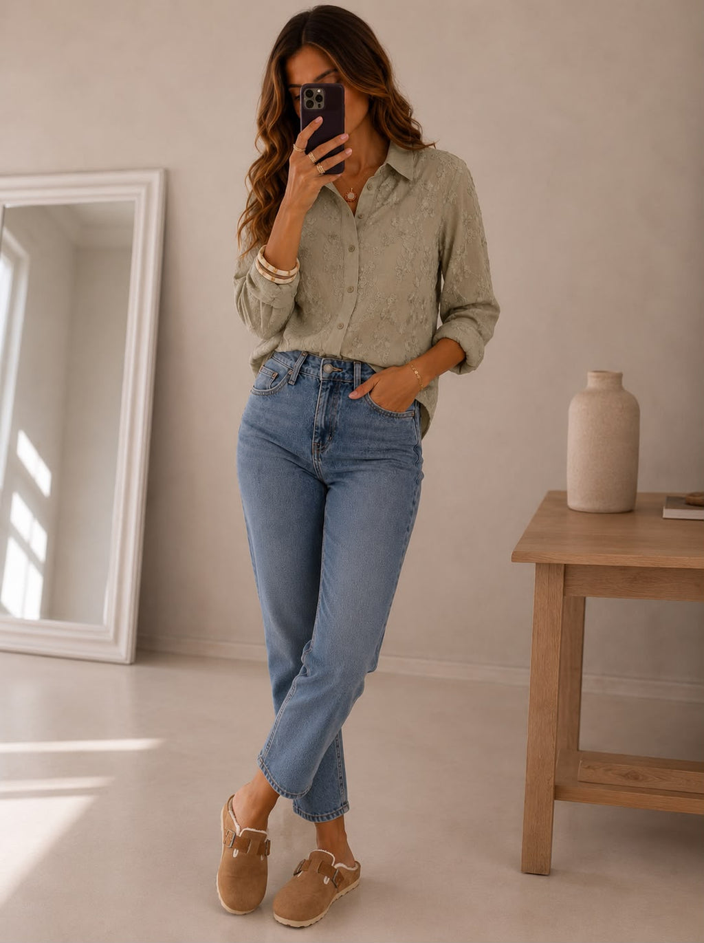 Camisa Premium "Missura" – flores en relieve con elegancia y delicadeza