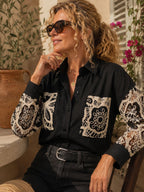 Camisa Premium "Hebron" – lino con bolsillos y mangas crochet