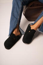 Marbella Sueco en Cuero gamuzado con Peludito - "Nala Shoes"