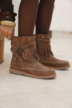 Botas de cuero con flecos y tachas "Estambul" - Nala Shoes
