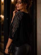 Remerón Premium de Viscosa con Mangas Alas de Tul y Strass – elegancia y delicadeza en cada detalle