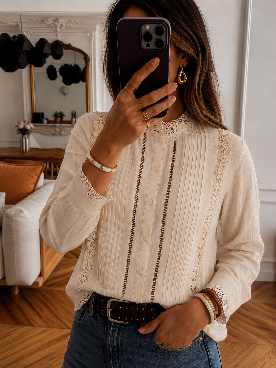Camisa Premium "Sarena" – tablitas románticas con un estilo delicado y femenino