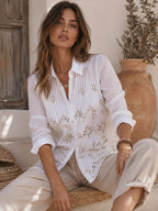 Camisa Bordada con Tablitas LABORIE