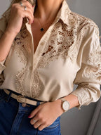 Camisa Premium "Elizabeth" – Broderie con Encaje y Puntillas