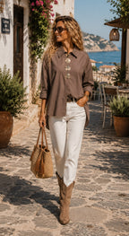 Camisa Premium con Pines Dorados – elegancia con un toque de distinción