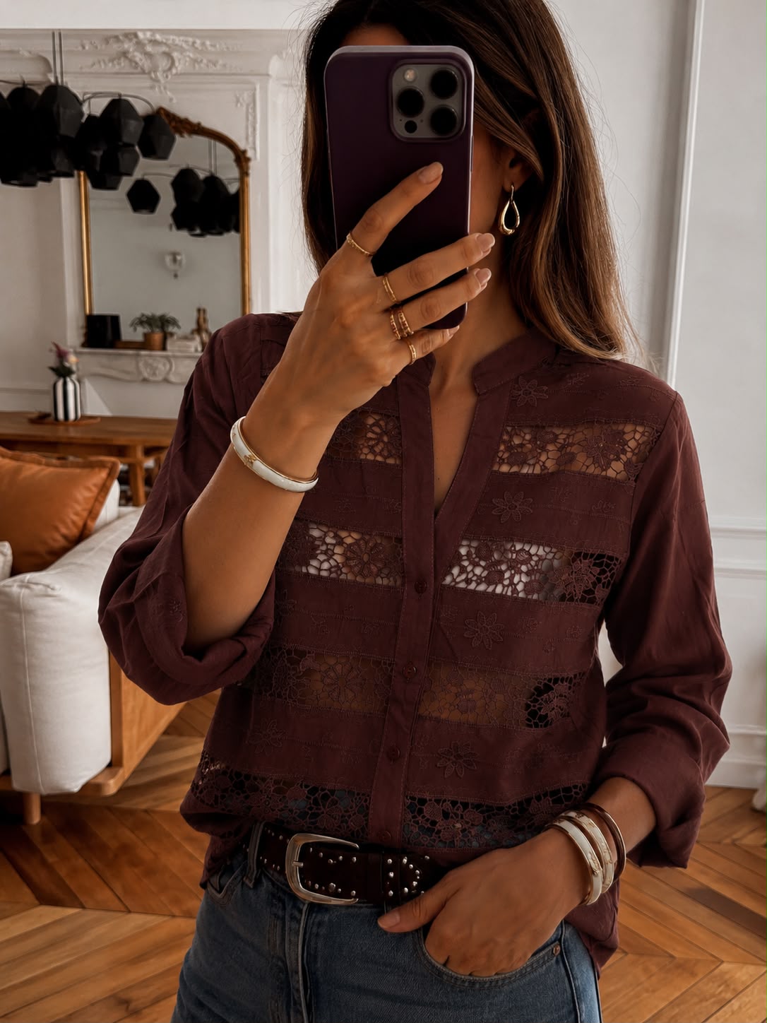 Camisa Premium "Lucea" – delicadeza en guipiur con elegancia atemporal