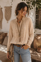 Camisa Importada "Dana" – Flores Bordadas