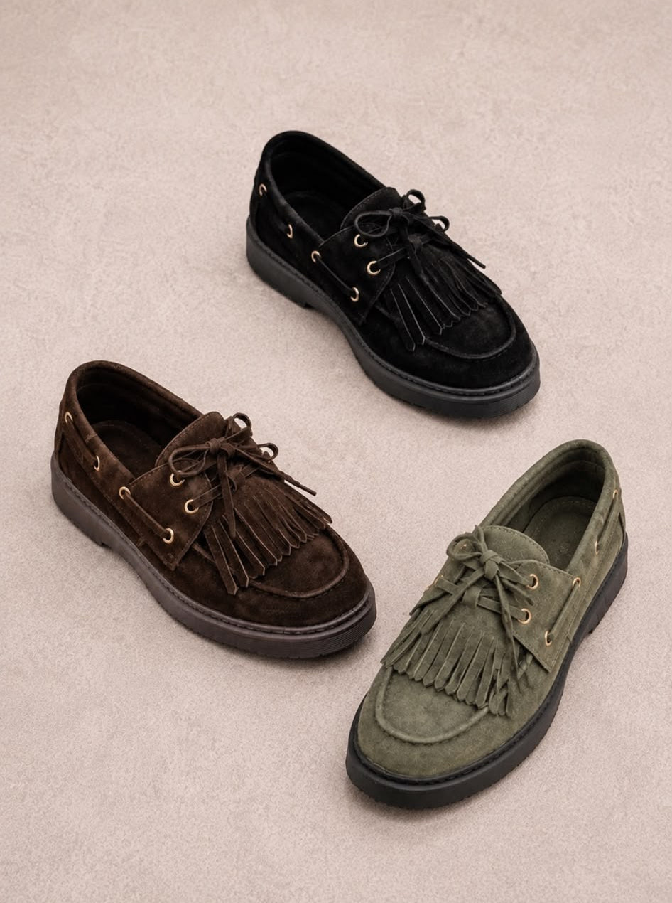 Mocasines de Cuero Gamuzado LUZ