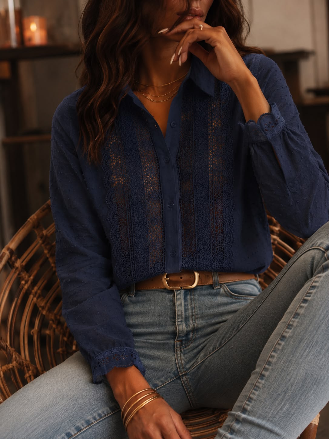 Camisa Premium "Srilanka" – plumeti de voile con guipiur y elegancia romántica