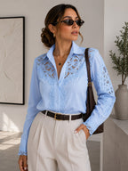 Camisa Premium "Elizabeth" – Broderie con Encaje y Puntillas