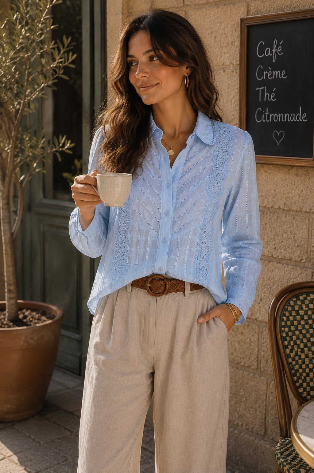 Camisa Bordada con Guipiur SEIBO