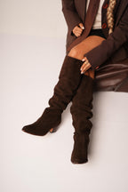 Amel Botas Texanas en Cuero Gamuzado Marrón - "Nala Shoes"