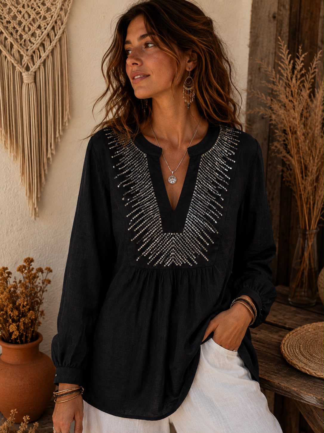 Camisola DENISE – Bordada Cuello V