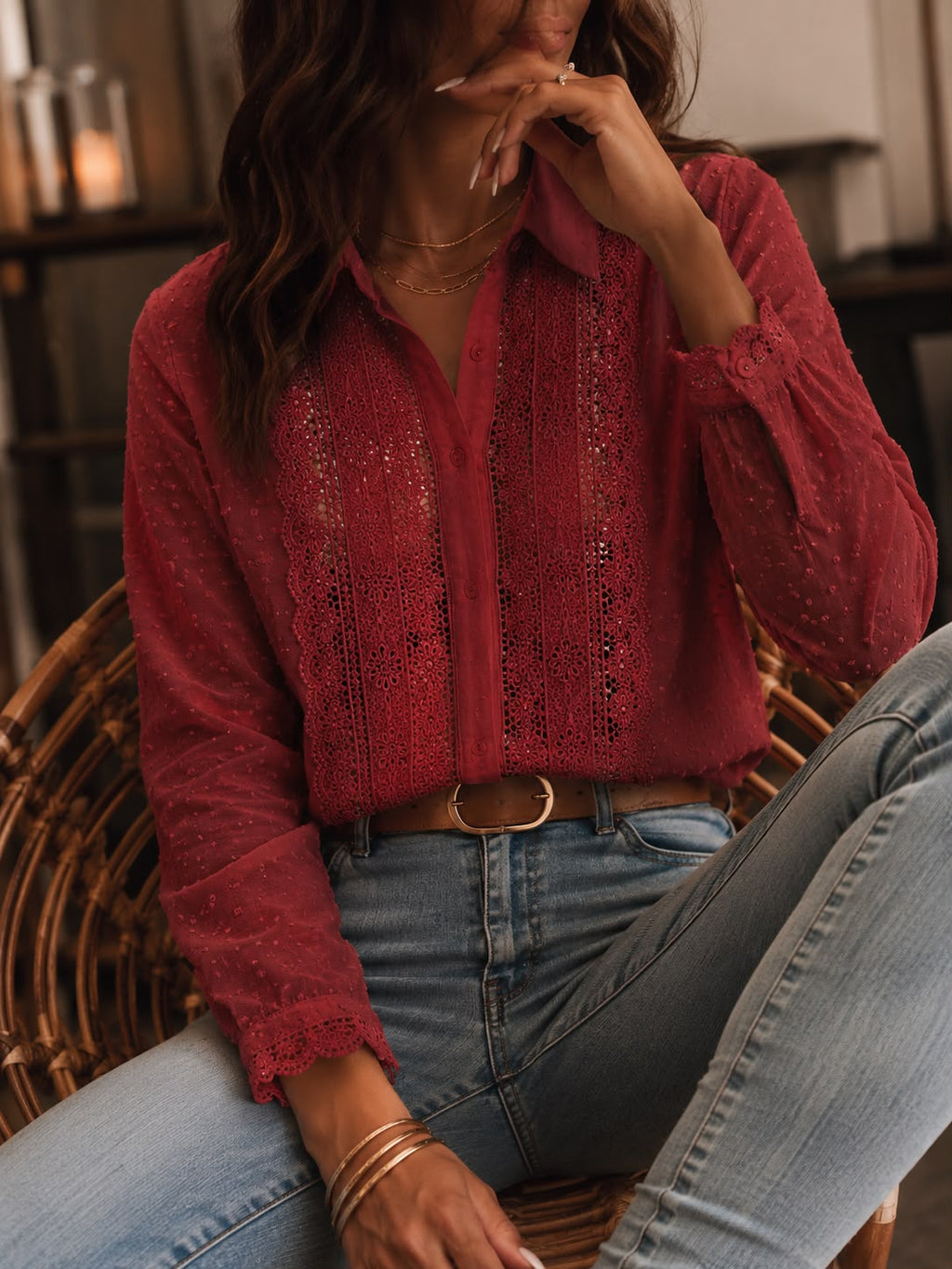 Camisa Premium "Srilanka" – plumeti de voile con guipiur y elegancia romántica