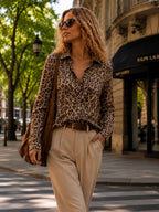 Camisa Premium "Sahara" – Satén Animal Print