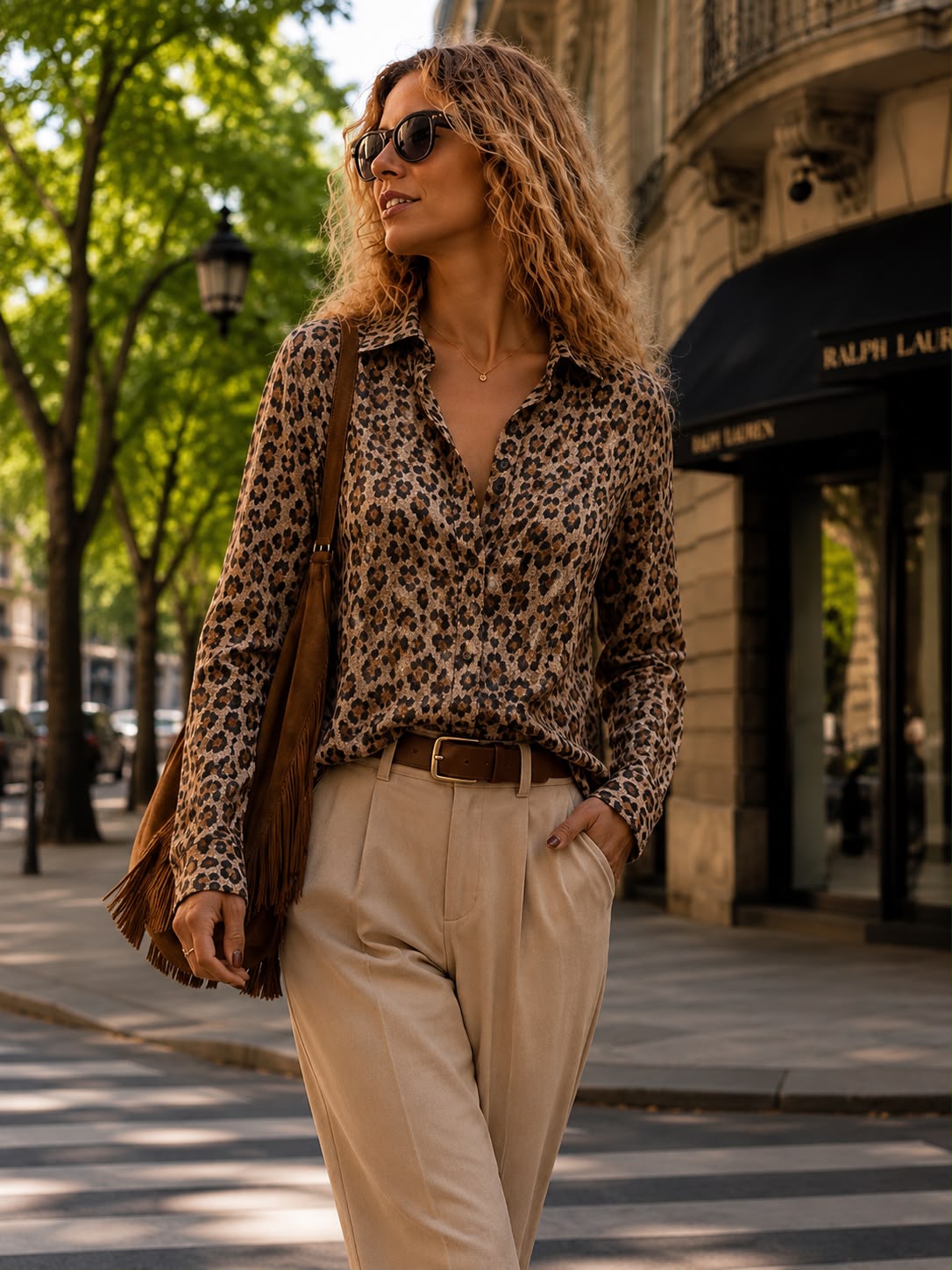 Camisa Premium "Sahara" – Satén Animal Print