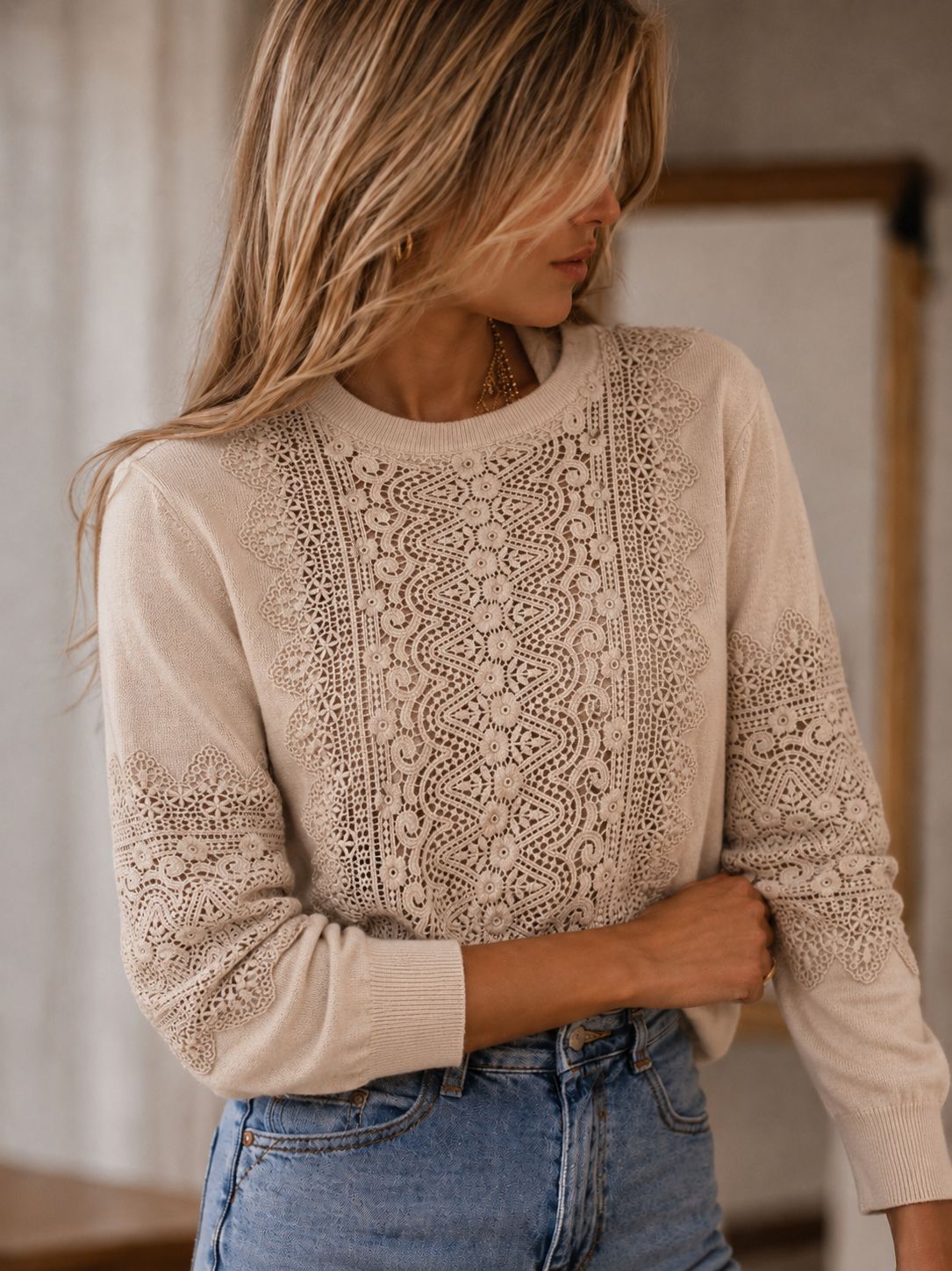 Sweater Premium "Monaco" – calado broderie con elegancia atemporal